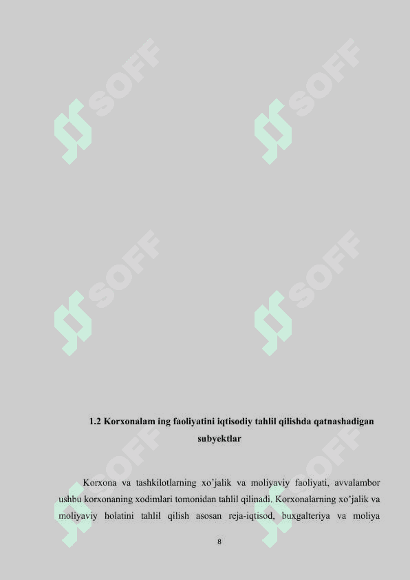 Iqtisodiy tahlil ishlarini tashkil etish 8