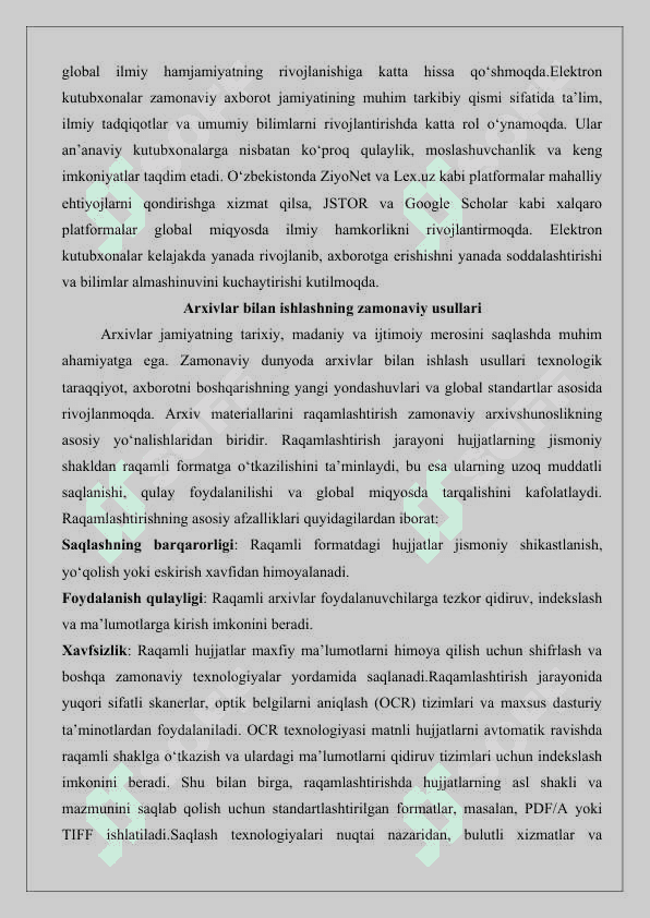Elektron kutubxonalar va arxivlar bilan ishlash 25 6