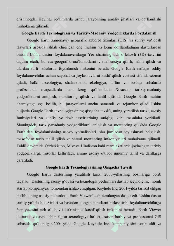 Google Earth dasturidan foydalangan holda tarixiy-madaniy yodgorliklarni aniqlash 25 3