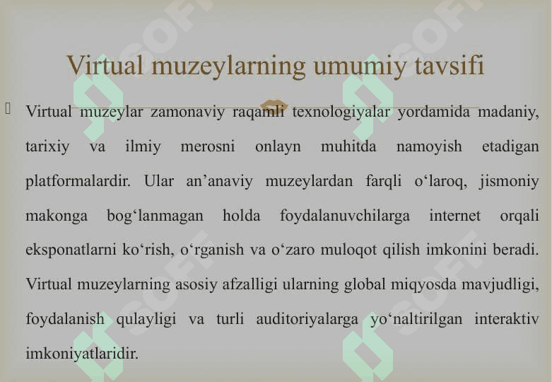 Kichik virtual muzey loyihasini shakllantirish 25 8