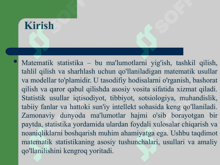 Matematik statistika usullari 4