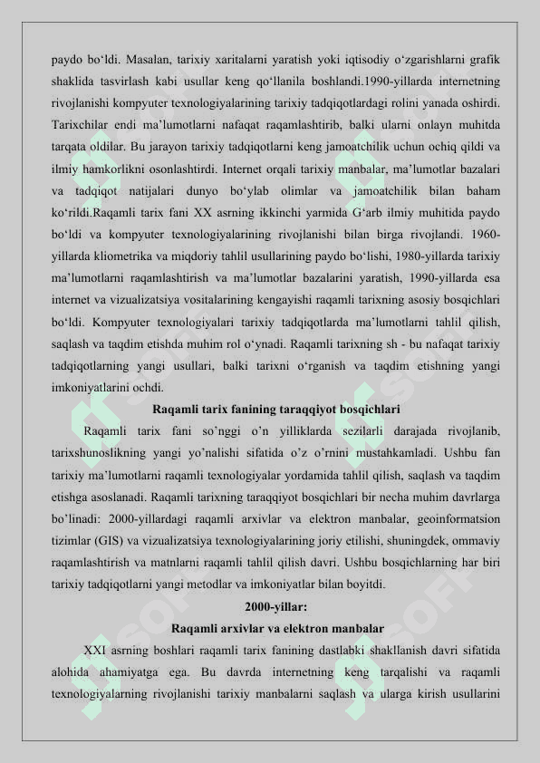 Raqamli tarix fanining shakllanishi va taraqqiyoti 25 5