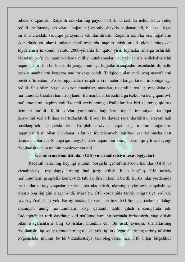 Raqamli tarix fanining shakllanishi va taraqqiyoti 25 6