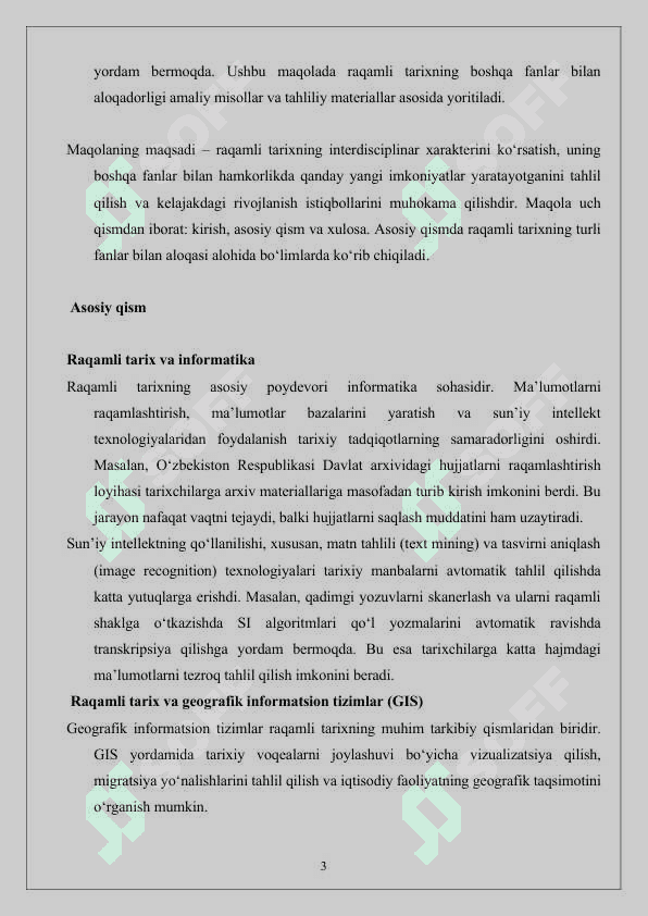 Raqamli tarixning boshqa fanlar bilan aloqadorligi maqola 25 3