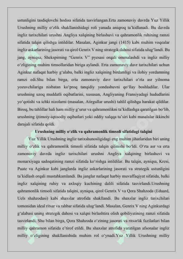 Yuz yillik urushi tarixiga oid ingliz tilidagi tadqiqotlar 4