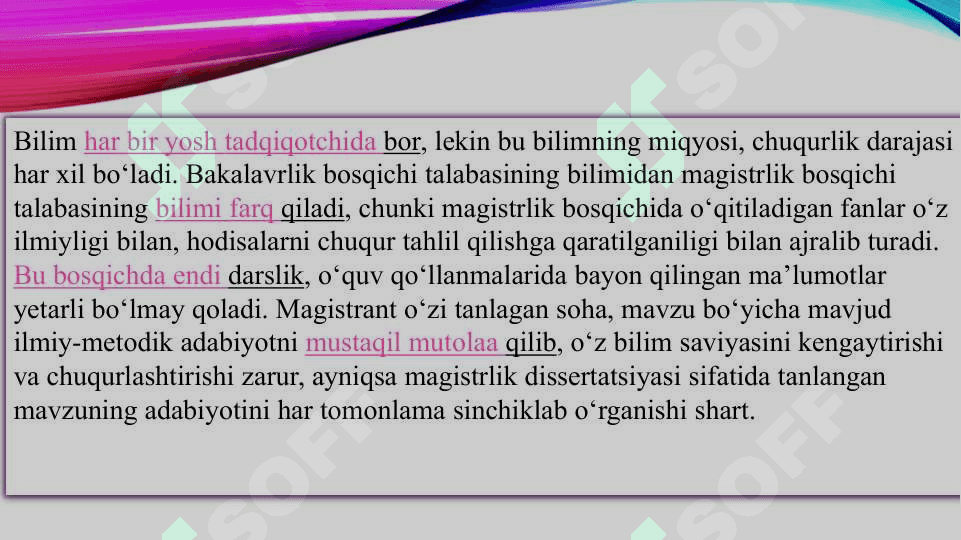 Dastlabki ilmiy tadqiqot yozishda til imkoniyaridan togʻri foydalanish.  Dastlabki ilmiy tadqiqotlar haqida ma’lumot. 3