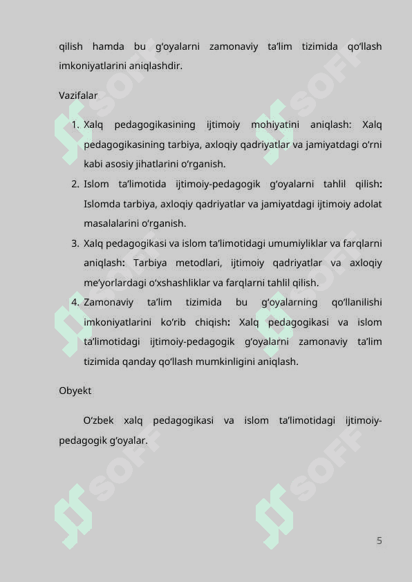 O'zbek xalq pedagogikasi va islom ta'limotida ijtimoiy pedagogik g'oyalar. 5