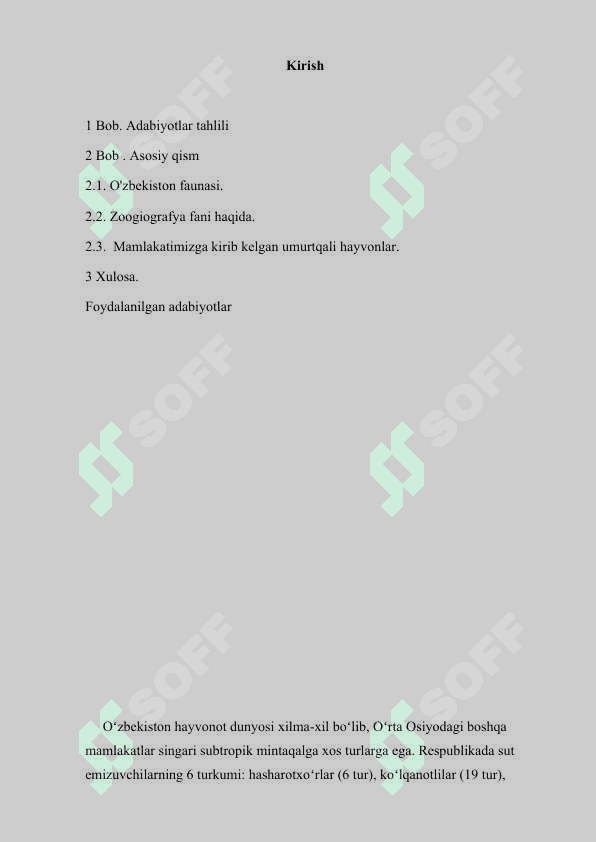 O'zbekiston hududiga oxirgi o‘n yilliklar kirib kelgan umurtqali hayvonlar turlari, ularning biologik xilma-xillikka ta'siri.docx 2