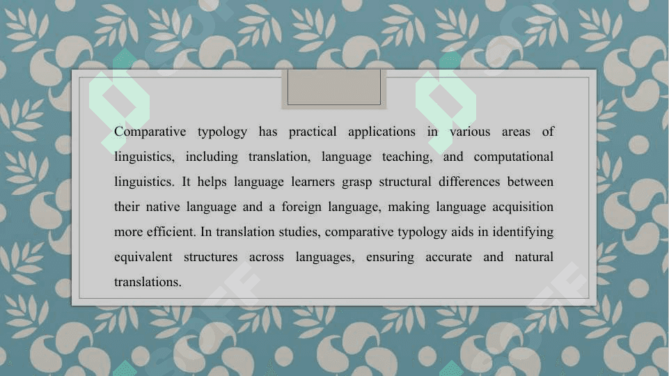 Classification of Comparative Typology 3