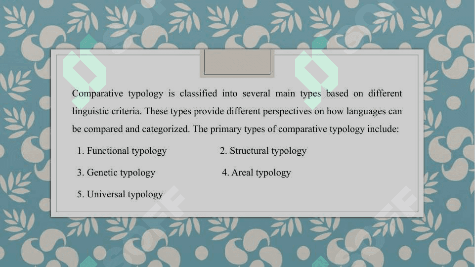 Classification of Comparative Typology 4