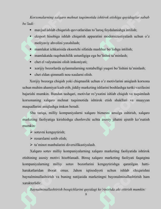 XALQARO MARKETING FAOLIYATINI TASHKIL QILISHDA MAVJUD TAHLILLAR.docx 7