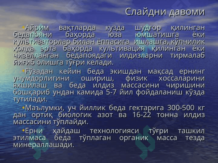 Баҳорги ҳайдов. Бедапоя ва анғизни ҳайдаш 6