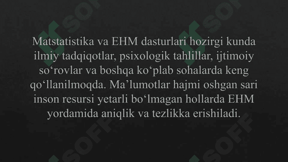 Matstatistik EHM dasturlari va ular bilan ishlash 3