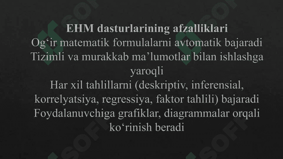 Matstatistik EHM dasturlari va ular bilan ishlash 6