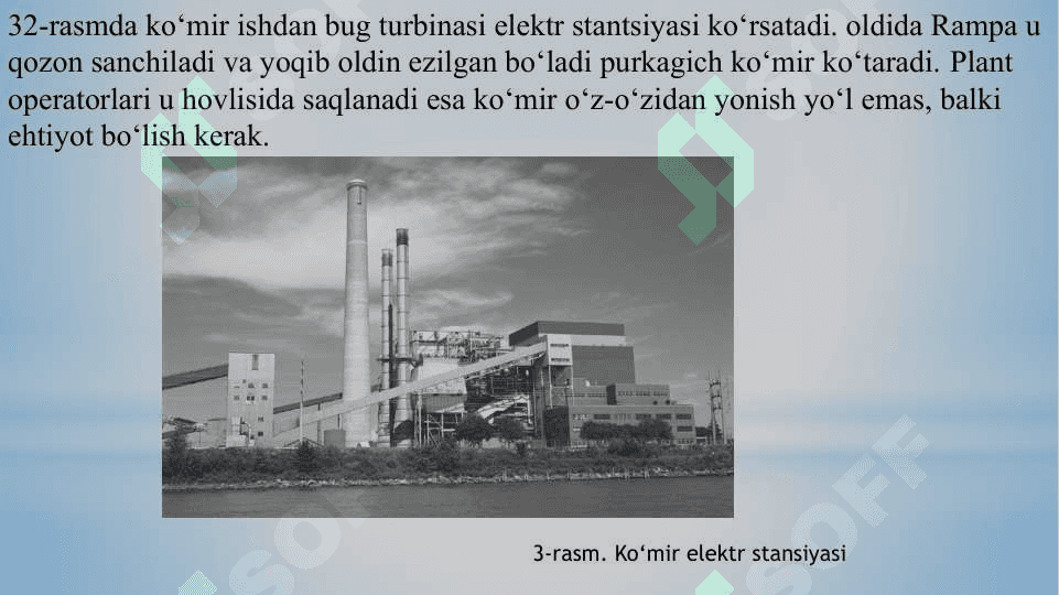 ISSIQLIK VA ATOM ELEKTR STANSIYALARI. ISSIQLIK ELEKTR STANSIYALARI,ULARNING TURLARI VA ISHLASH PRINSIPI. ATOM ENERGETIKASINING RIVOJLANISHI. ATOM ELEKTR STANSIYASI VA UNING ISHLASH PRINSIPI. 8