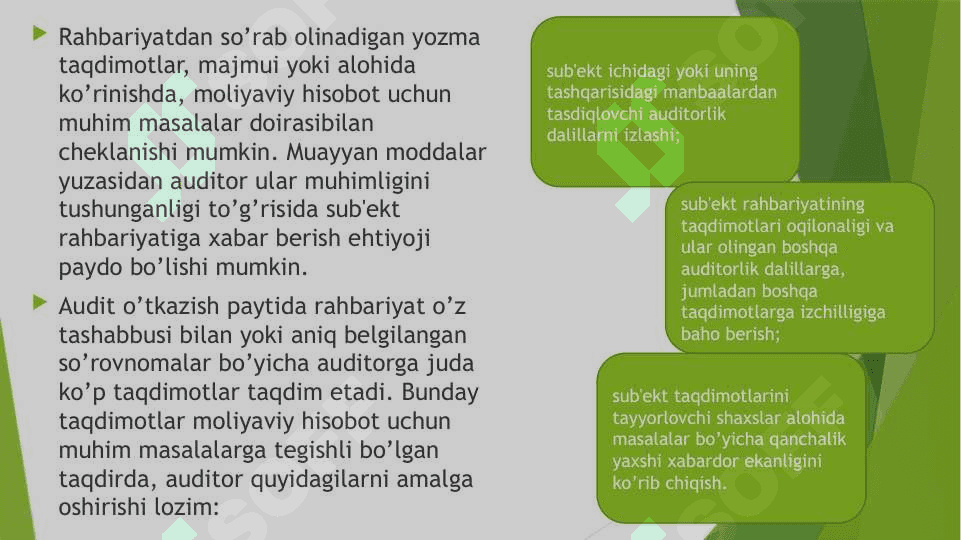 AUDITDA BOSHQA AUDITORLARNING ISHI NATIJALARIDAN FOYDALANISH 4