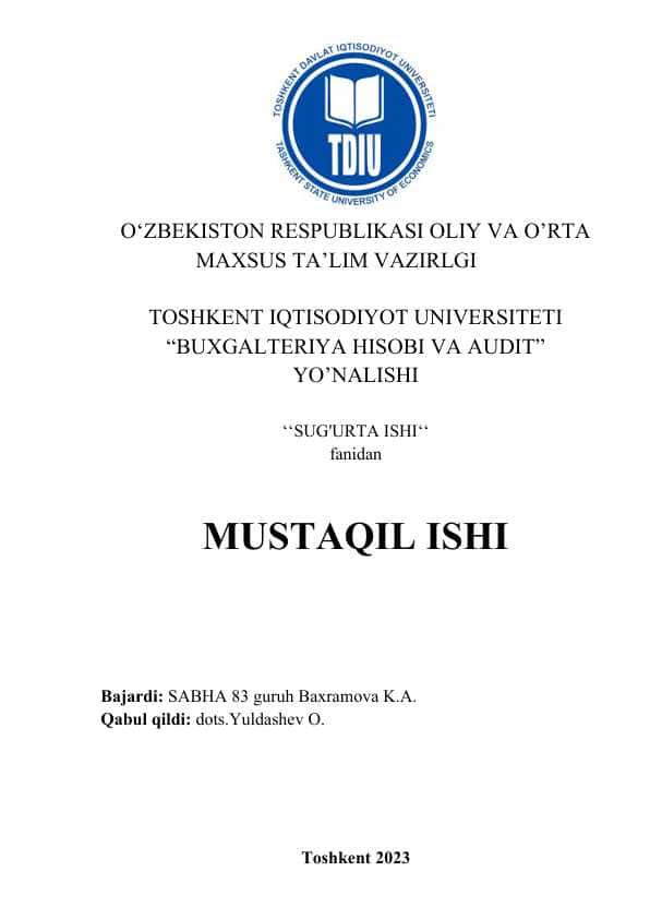 Sug’urta zaxiralarining shakllanishi bilan bog’liq atamalar