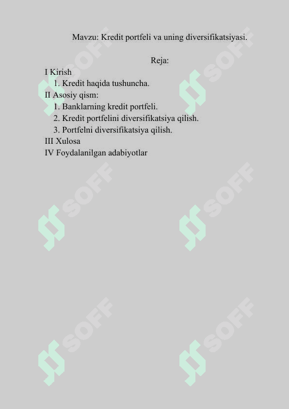 Kredit portfeli va uning diversifikatsiyasi 2