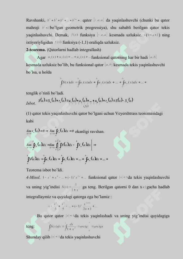 Darajali qatorlar. Darajali qatorlarning yaqinlashish radiusi va sohasi.  Teylor formulasi va qatori. 4