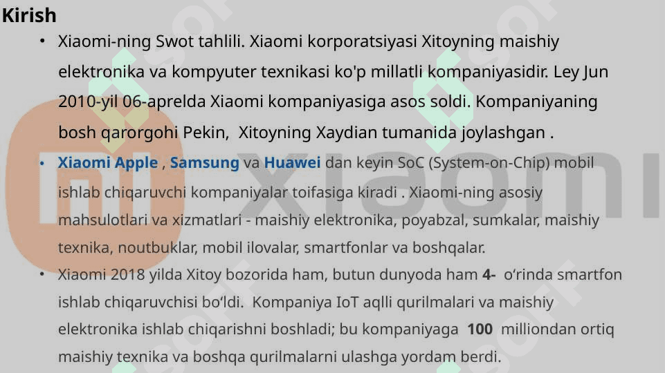 Xiaomi swot tahlili 3