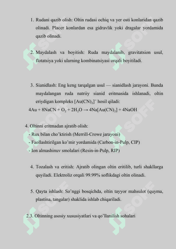 RANGLI METALLAR. MIS, OLTIN VA KUMUSH ISHLAB CHIQARISH 8