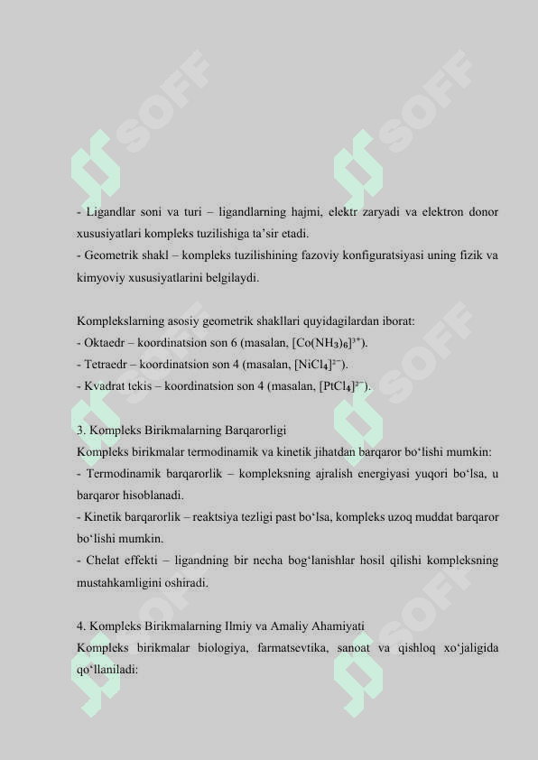 KOMPLEKS BIRIKMALAR KIMYONING MUHIM QOIDALARI 6