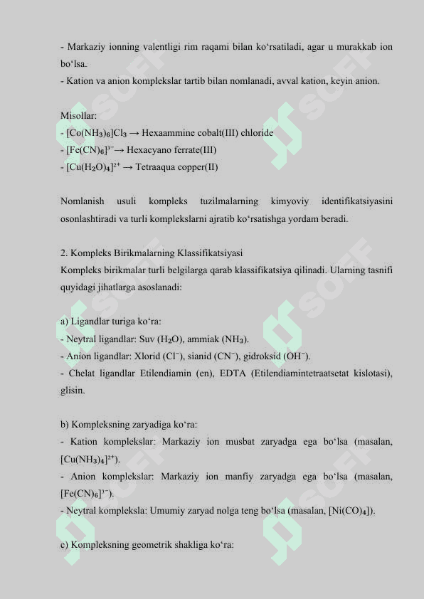 KOMPLEKS BIRIKMALAR KIMYONING MUHIM QOIDALARI 8