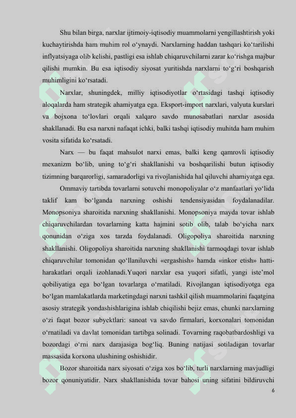 NARXNING MOHIYATI VA VAZIFALARI 6