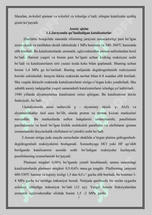 Riforming qurulmasini hisobi 7