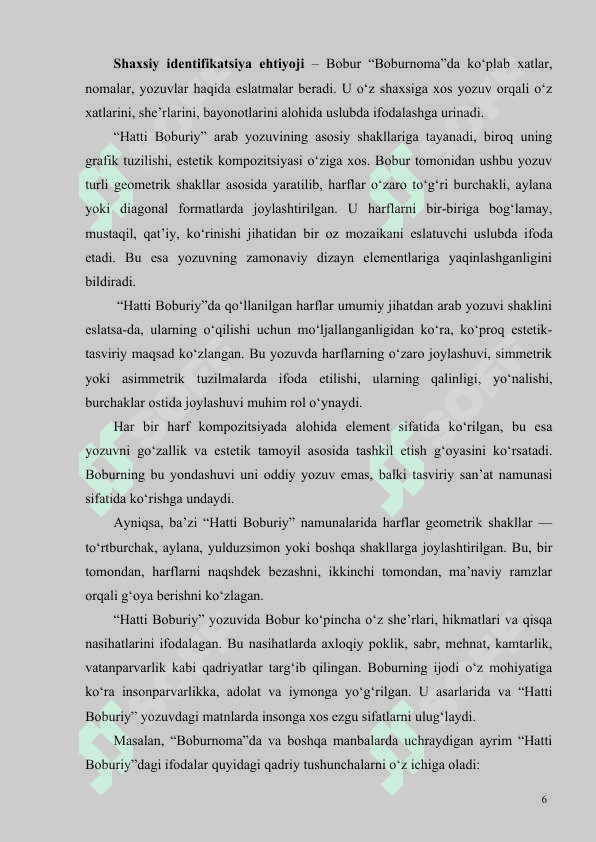 Z.M.BOBURNING “HATTI BOBURIY” HAMDA “BOBURNOMA” ASARINING TA’LIMIY-TARBIYAVIY AHAMIYATI 6