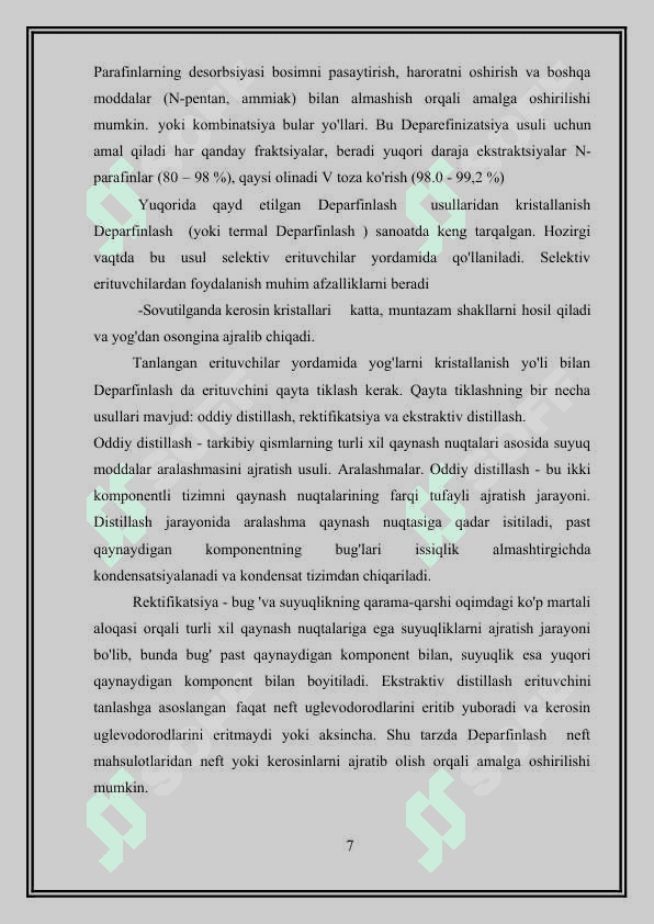 Deparafinizatsiya qurulmasining  hisobi 7