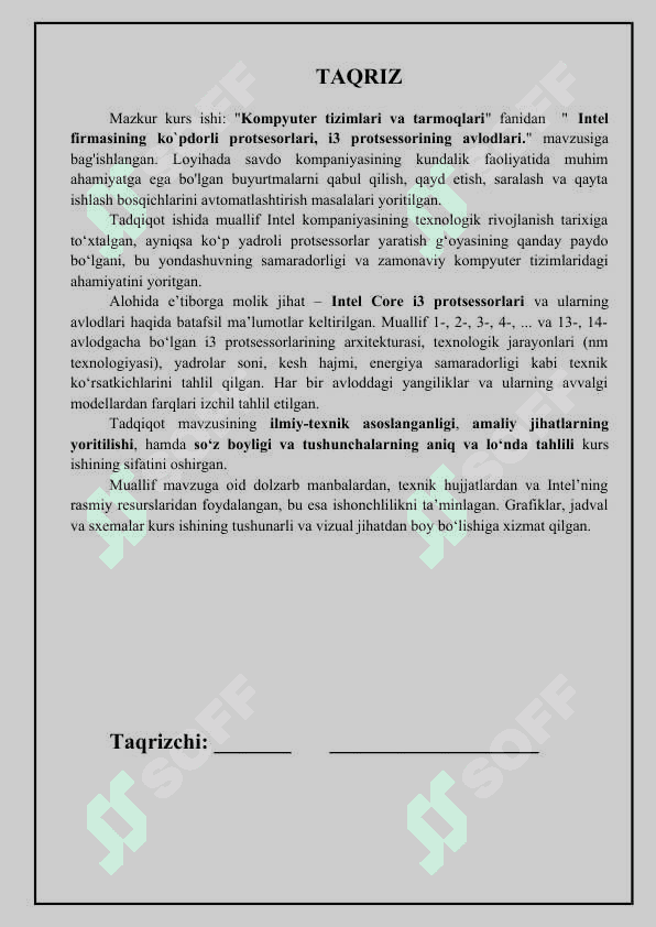 Intel firmasining ko`pdorli protsesorlari, i3 protsessorining avlodlari. 3