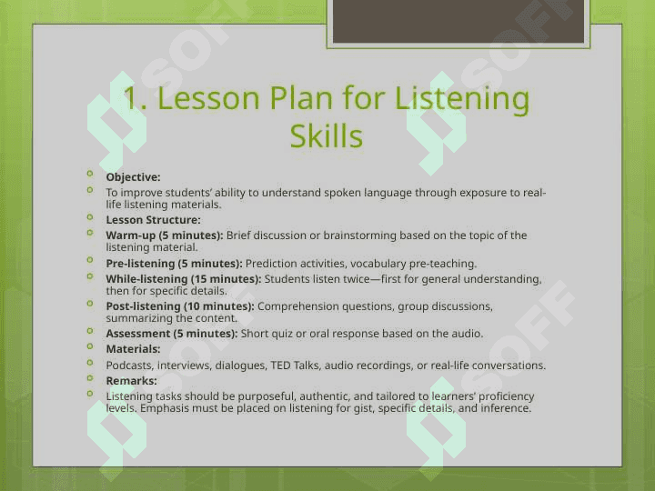 Create Detailed Lesson Plans for Different Language Skills 4