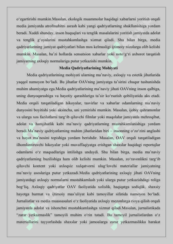 Media qadriyatlar tushunchasini mazmun va mohiyati 25 4