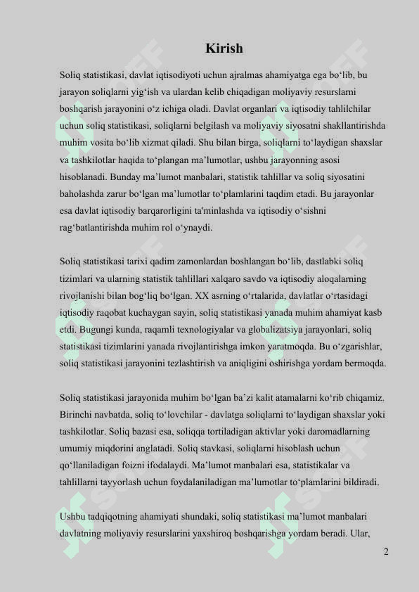 SOLIQ STATISTIKASINI TASHKIL ETISHDA MAʼLUMOT MANBALARI 2