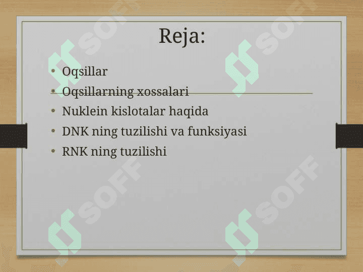 Hayotning Molekulyar asoslari 2