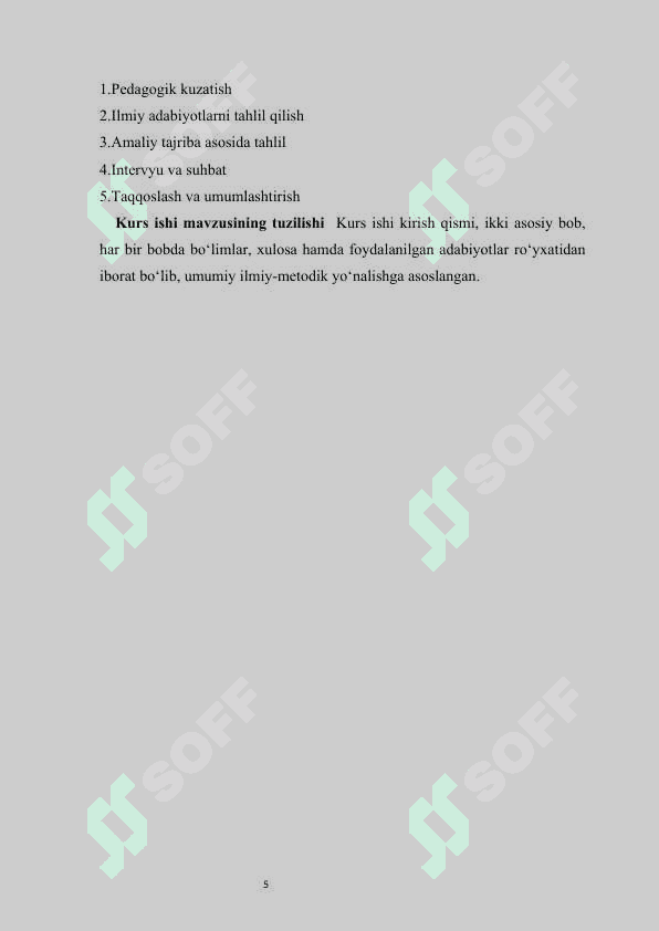 Yordamchi maktabda matematikadan sinfdan tashqari ish kurs ishi 5