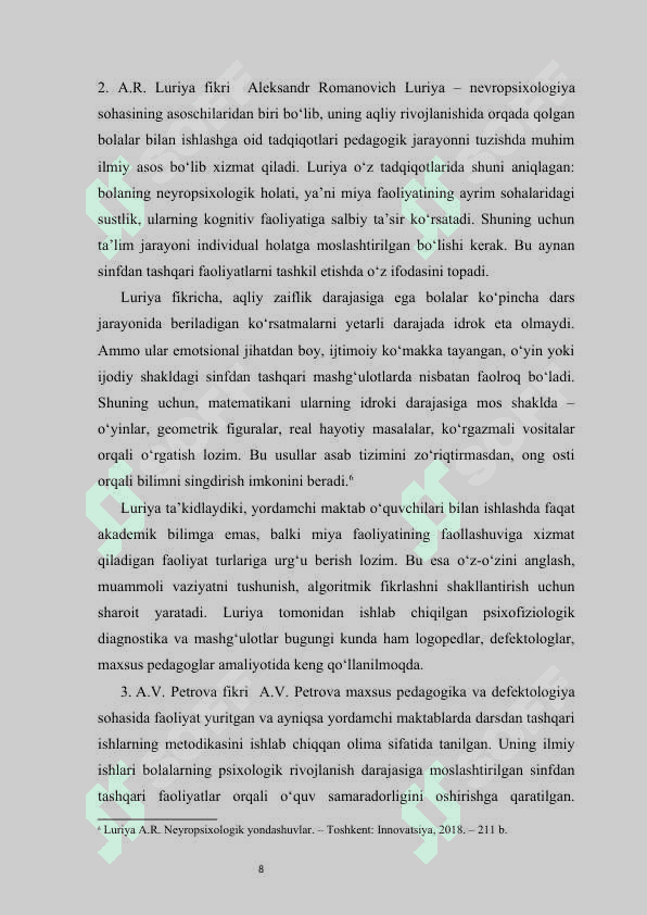 Yordamchi maktabda matematikadan sinfdan tashqari ish kurs ishi 8