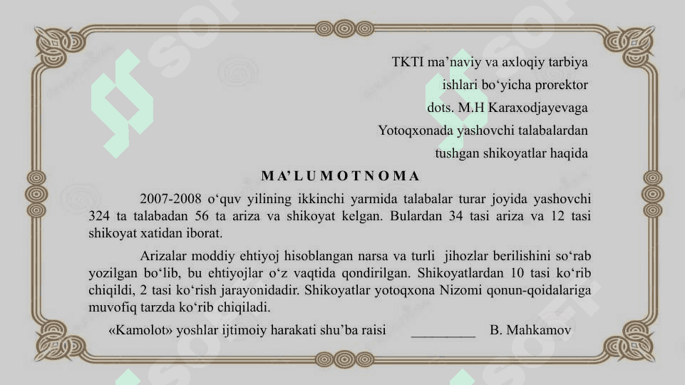 Ixtisoslikka oid hujjat matnlari bilan ishlash 3