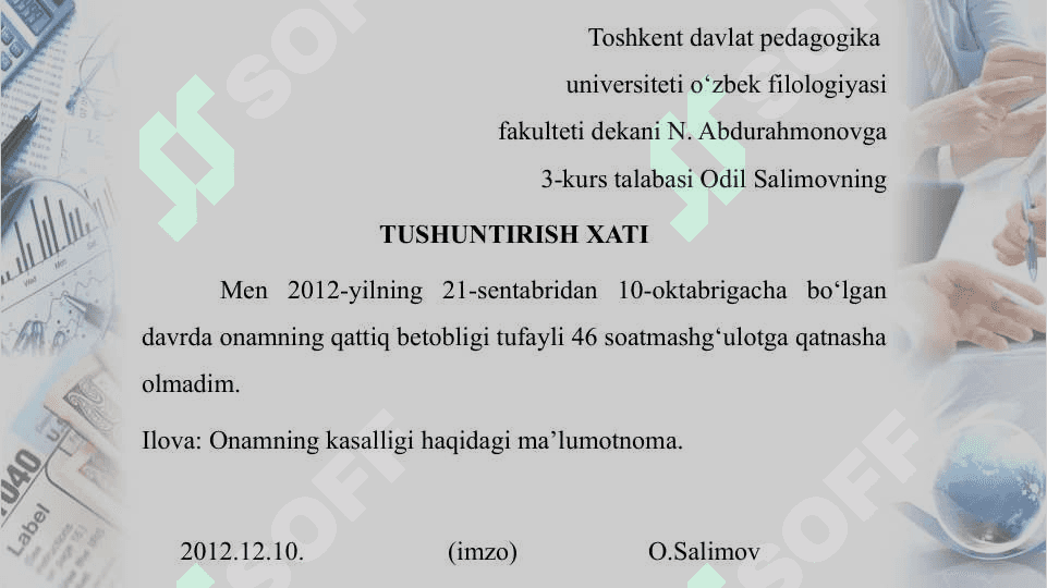 Ixtisoslikka oid hujjat matnlari bilan ishlash 4