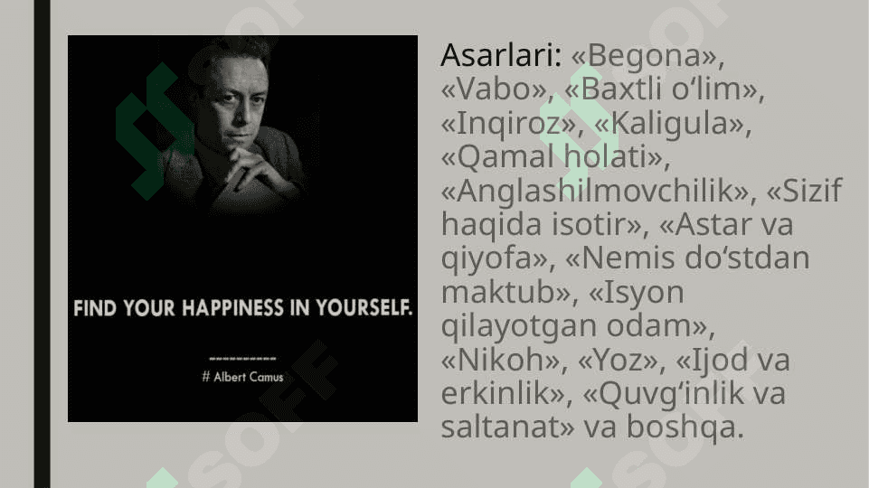 A. Kamyuning “Begona” asari 5