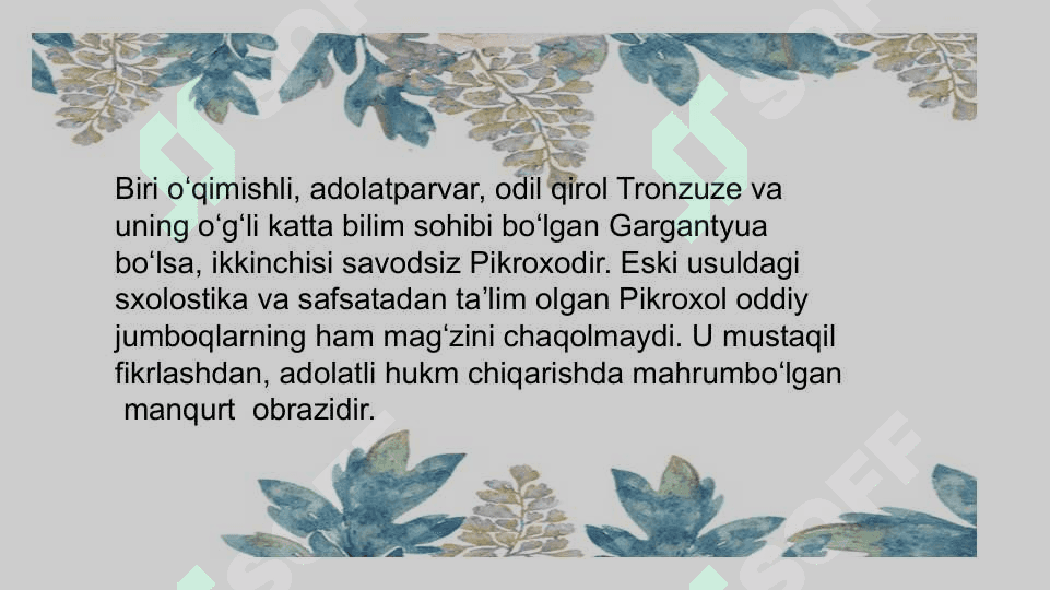 Fransua Rable va folklor munosabati M.Baxtin qarashida 7