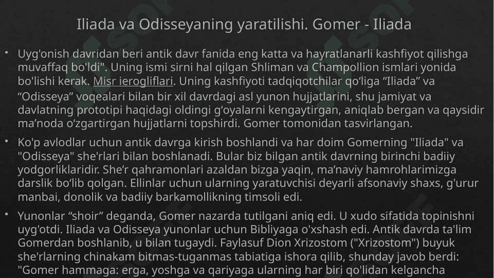 Gomer ‘Iliada’ va Odiseya asarlarida mifologik syujetning o’rni 3