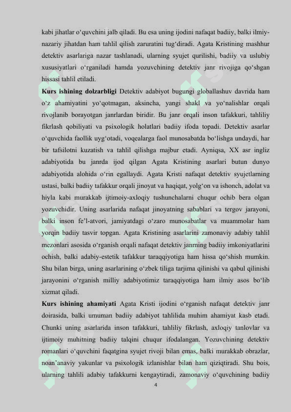 Agata Kristi detektiv asarlarining xususiyatlari 4