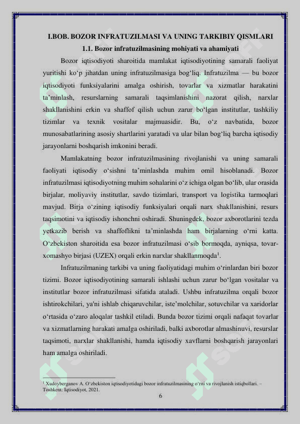 Birja-bozor infrasutrukturasining asosiy bo‘g‘ini sifatida 6
