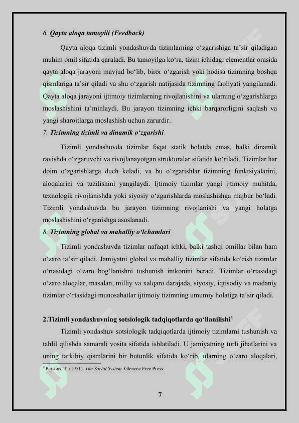 Sotsiologiyada tizimli yondashuv 7