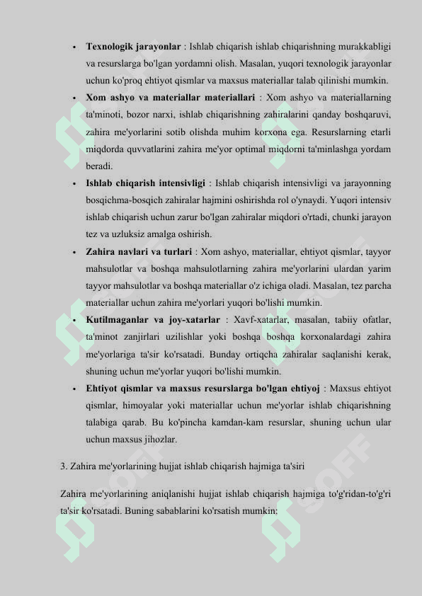 Moddiy resurslarning alohida turlari bo‘yicha ishlab chiqarish zahiralari me’yorini hisoblash 6