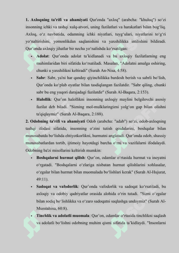 Qur’oni Karimda odob-axloq va tarbiya masalalari 4