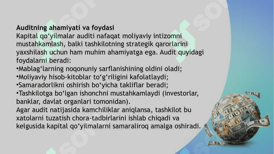 Kapital qo’yilmalar auditi. 7