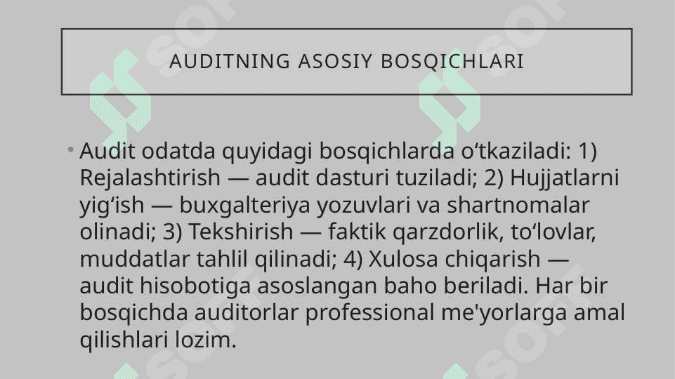 Xaridorlar va buyurtmachilar bilan hisoblashishlar autidi 6
